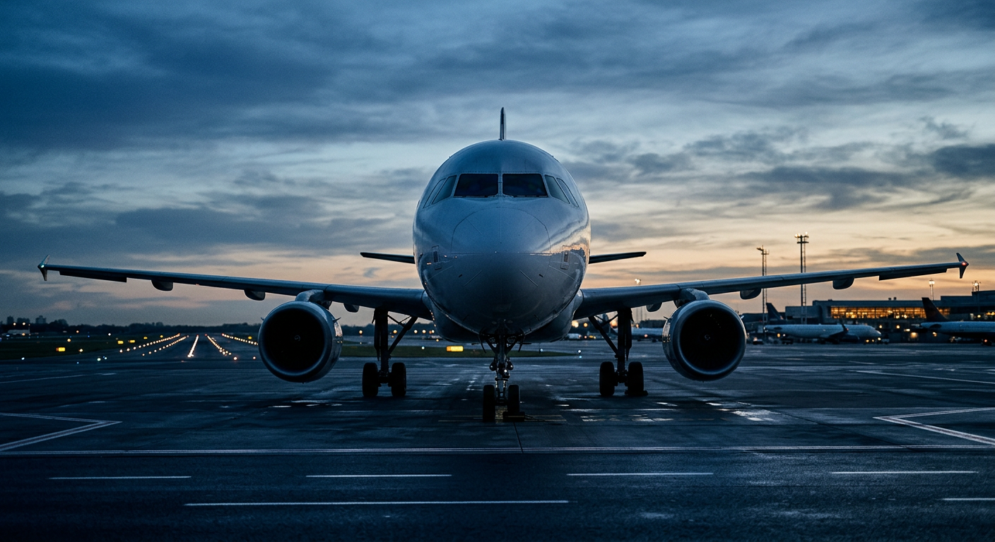 Commercial aircraft at golden hour